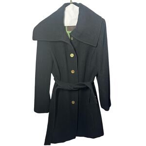 Coach Black Mohair Wool Blend Winter Coat With Belt Size Small Staple Chic